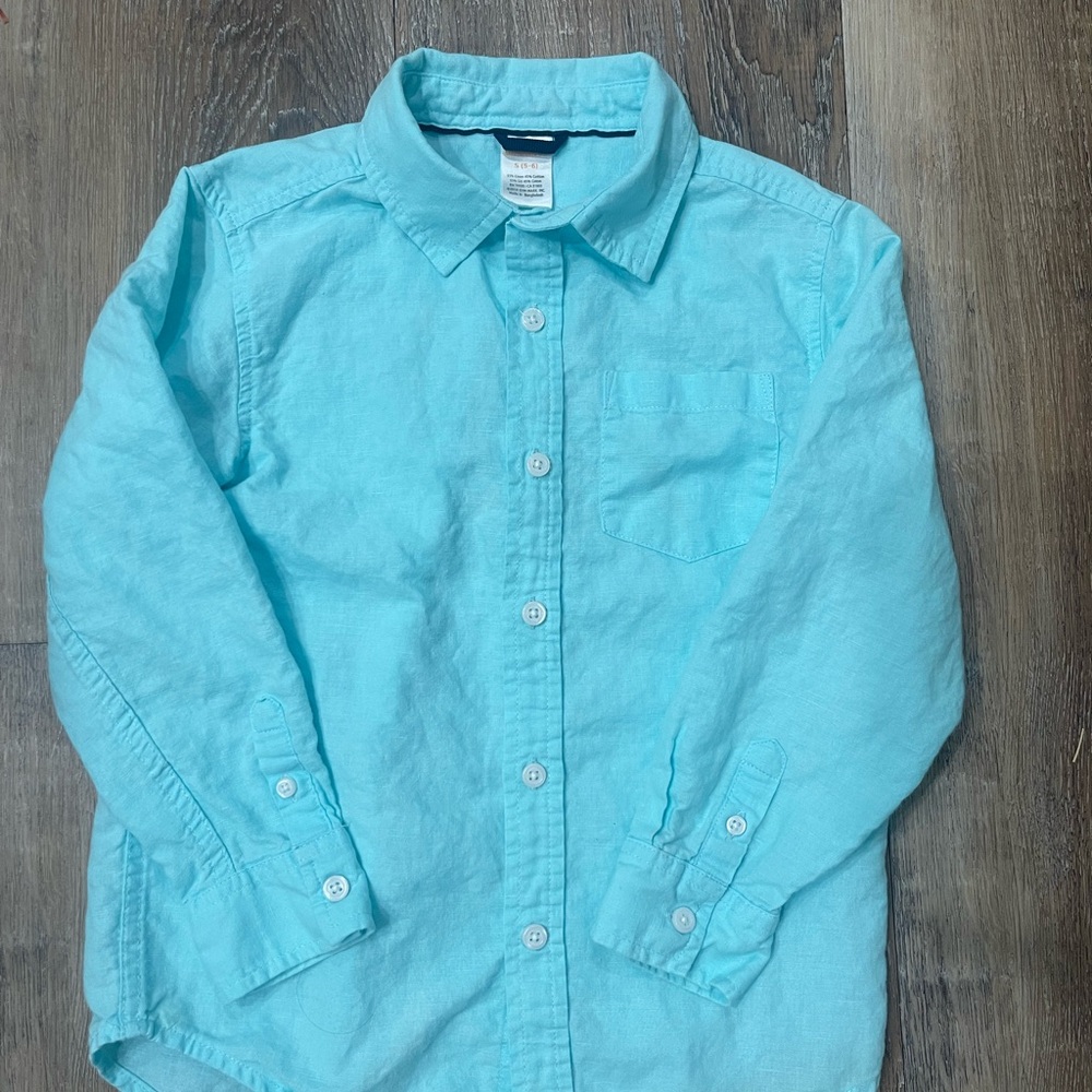 Gymboree Aqua Button Down Boys Shirt Size Small (5-6).